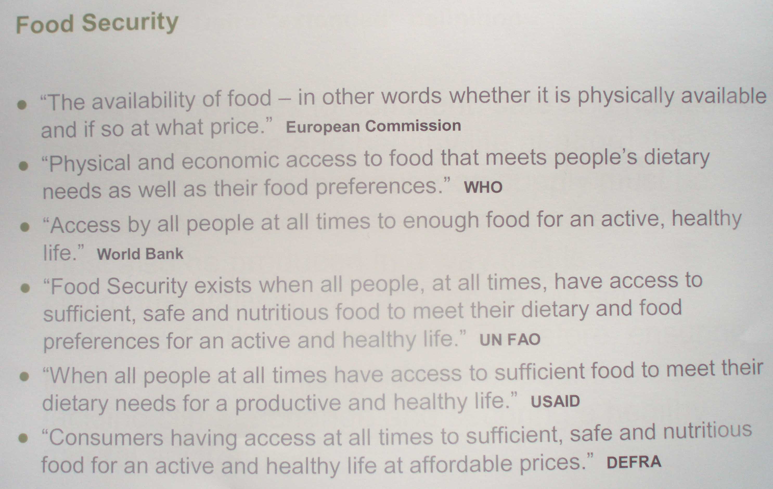 Food Security Definitions